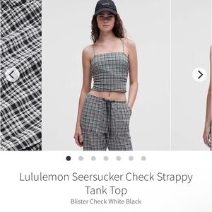 Lululemon Seersucker Check Strappy Tank - L - Blister Check White Black